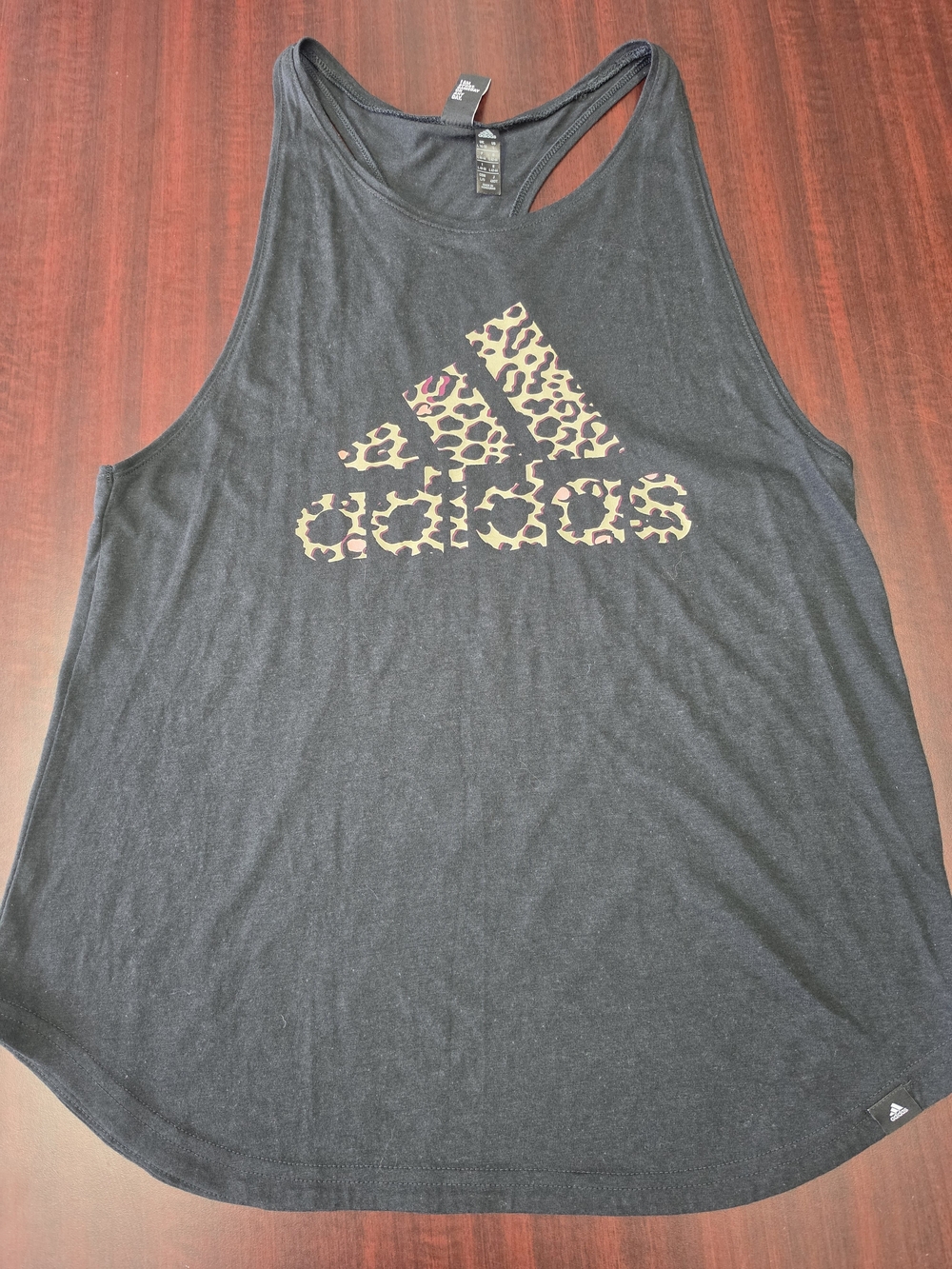 adidas Black Tank Top with Leopard Logo